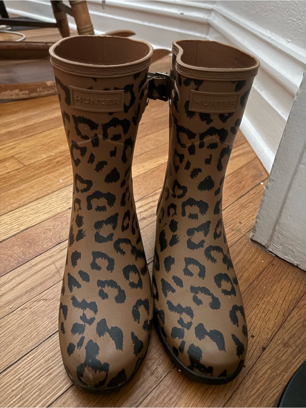 Hunter Women's Leopard-Print Short Rain Boots - Brown/Black